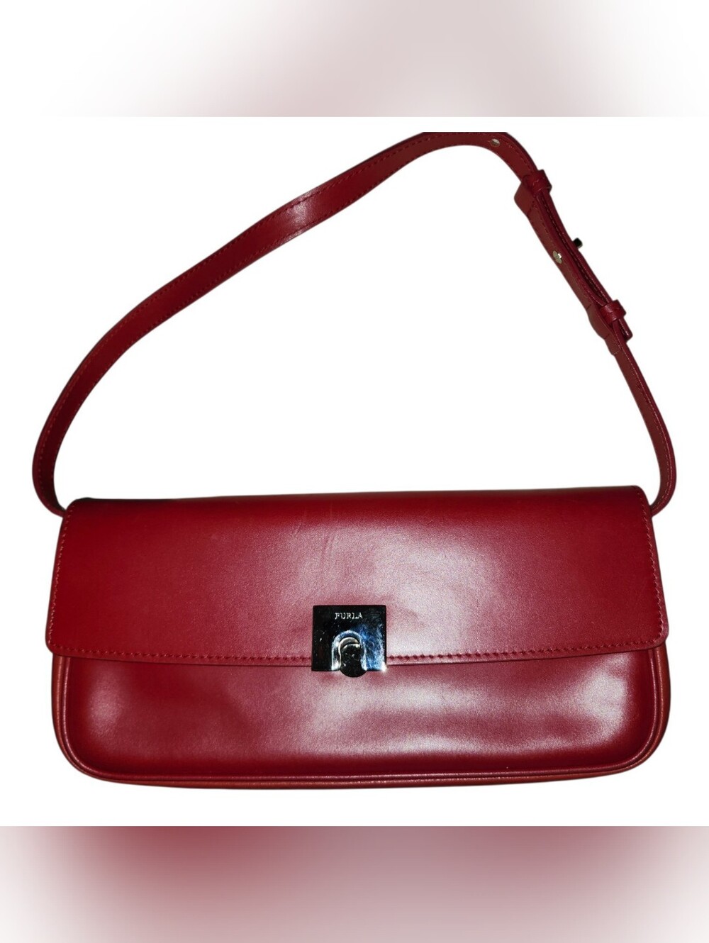 Furla EUC Vintage Oxblood Leather Shoulder Bag 12in X 6in No Callouts